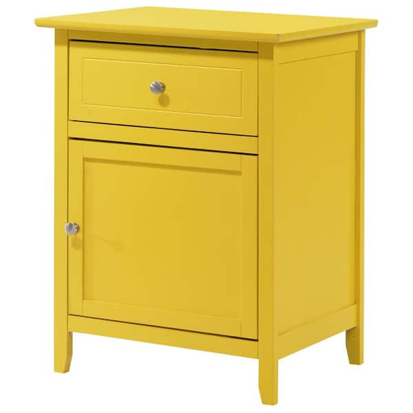 AndMakers Lzzy 1-Drawer Yellow Nightstand (25 in. H x 15 in. W x