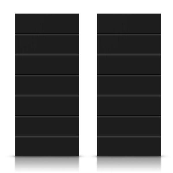 48 in. x 84 in. Hollow Core Black Painted Composite MDF Interior Double Closet Sliding Doors