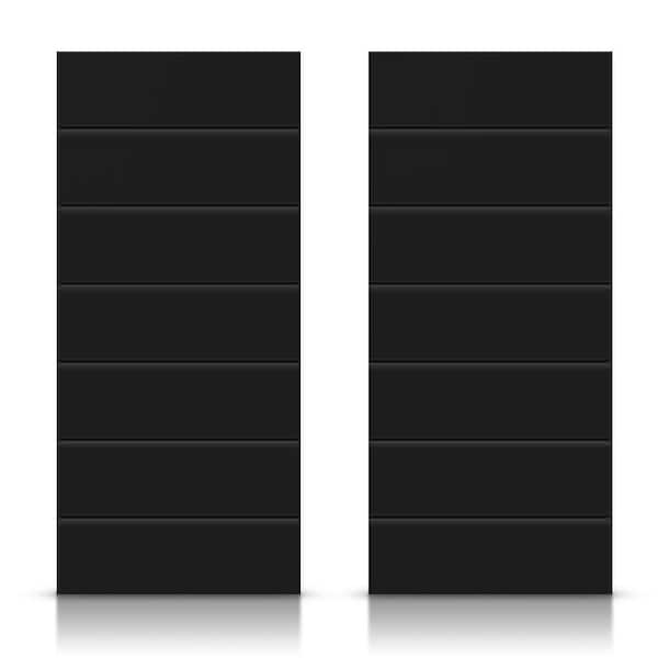 CALHOME 60 in. x 96 in. Hollow Core Black Painted Composite MDF Interior Double Closet Sliding Doors