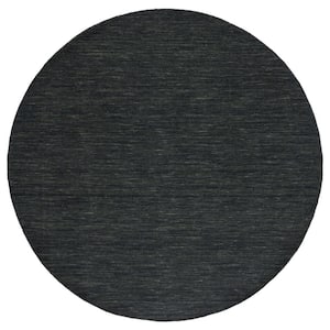 Kilim Charcoal/Grey 6 ft. x 6 ft. Solid Color Round Area Rug