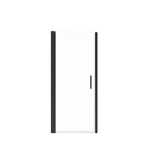Manhattan 29 in. to 31 in. W x 68 in. H Pivot Frameless Shower Door with Clear Glass in Matte Black