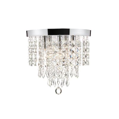 11 in. 5-Light Chrome Flush Mount Chandelier with K9 Crystals