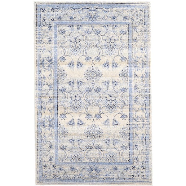 Unique Loom La Jolla Botanica Blue 5' 0 x 8' 0 Area Rug