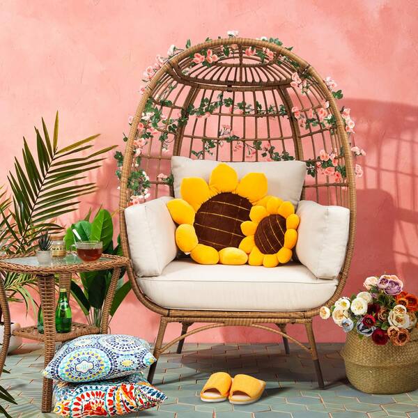 yellow wicker outdoor chair