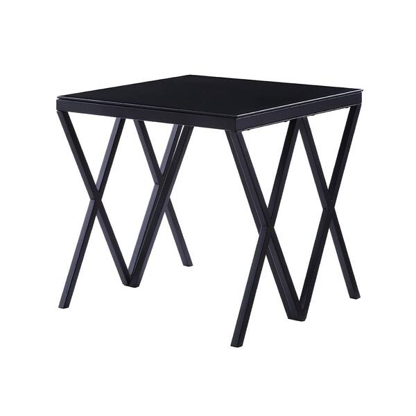 Acme Furniture Magenta 22 in. Black and Glass Square Glass End Table