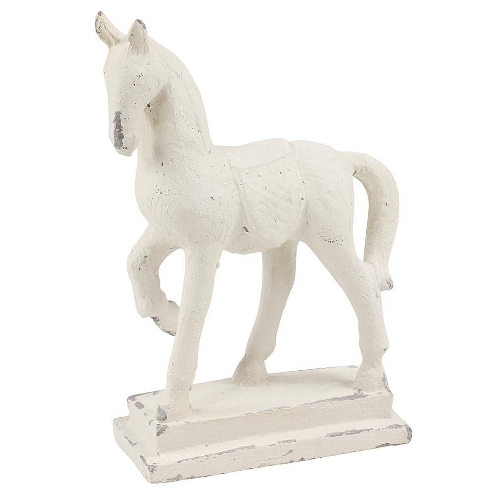 Horse Statue Figurine w/ Base 12.5" Decorative Metal Home Decor Aluminum Chrome 