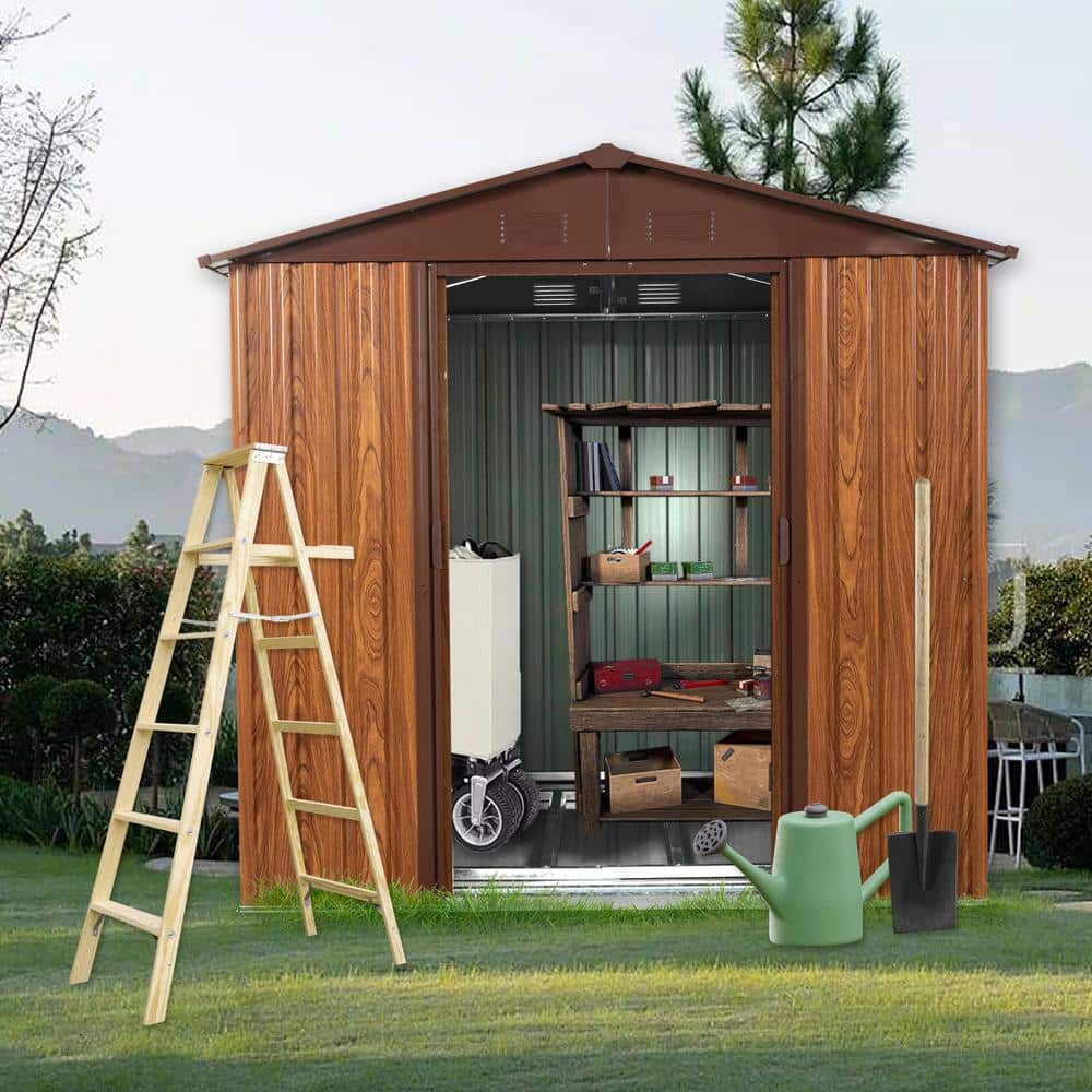 6 ft. W x 6 ft. D Outdoor Metal Storage Shed with Metal Floor Base, A Windo
