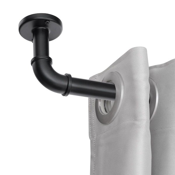 28 in. 48 in. Rustic Style 1 in. Wrap Around Heavy Duty Single Blackout Curtain Rods, Indoor and Outdoor, Black
