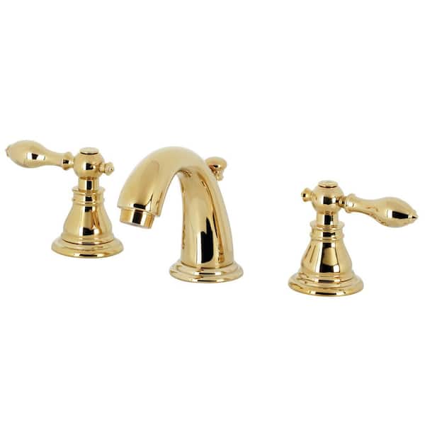 Kingston Brass American Classic 8 in. Widespread 2-Handle Bathroom Faucet in Polished Brass