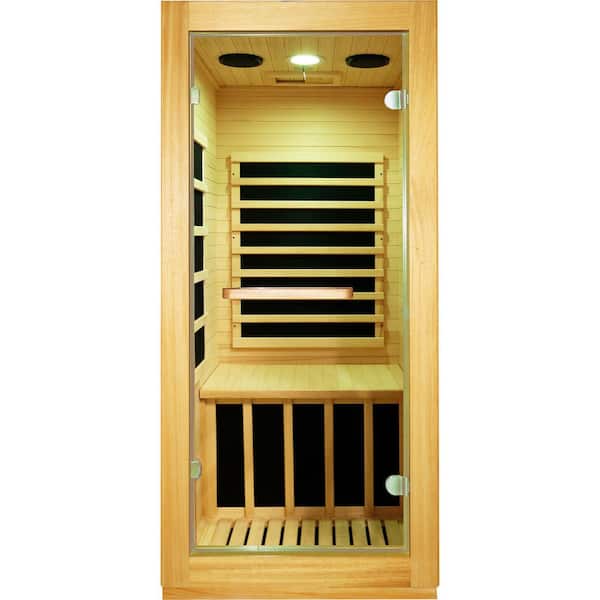 Moray 1-Person Indoor Ayous Wood Far-Infrared Sauna with 5 Infrared Heaters
