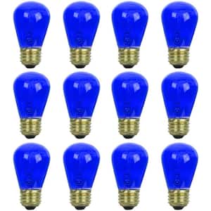 11-Watt S14 Incandescent Dimmable Transparent Blue Colored Party Bulbs for String Lights Light Bulb (12-Pack)
