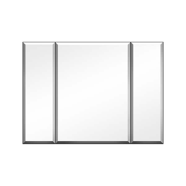 Unbranded 36 in. W x 26 in. H Rectangular Silver Aluminium Framed Surface or Recessed Bathroom Medicine Cabinet with Mirror