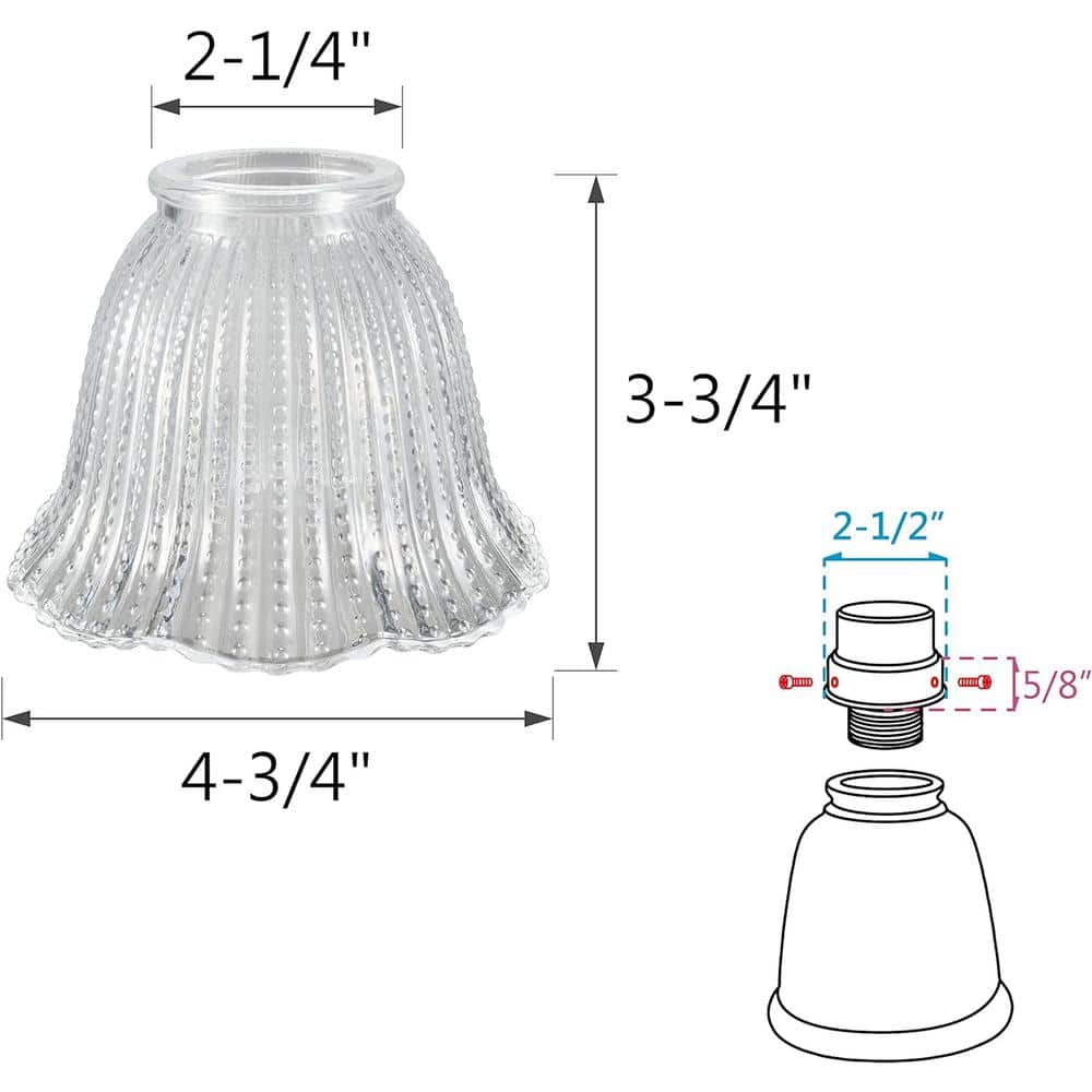 Clear Beaded Glass Bell Ceiling Fan Replacement Shades, Set of 4