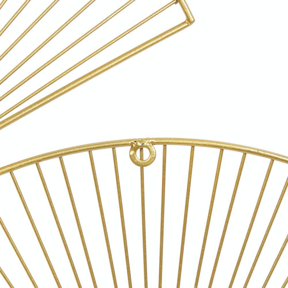 Gold Half Moon Radial Sunburst Metal Wall Sculpture 23"x23"