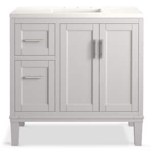 Chesil 36 in. W x 19.2 in. D x 36.1 in. H Single Sink Freestanding Bath Vanity in Atmos Grey with Quartz Top