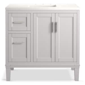 Chesil 36in. Single Sink Freestanding Atmos Grey Bath Vanity with Bianco Bella Quartz Top Unassembled