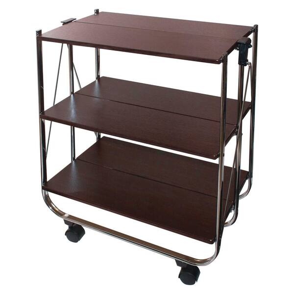 Unbranded Chrome Click-N-Fold Utility Cart in Chrome and Wood