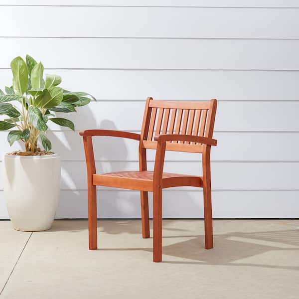 Vifah Malibu Stacking Wood Outdoor Dining Chair (4-Pack)