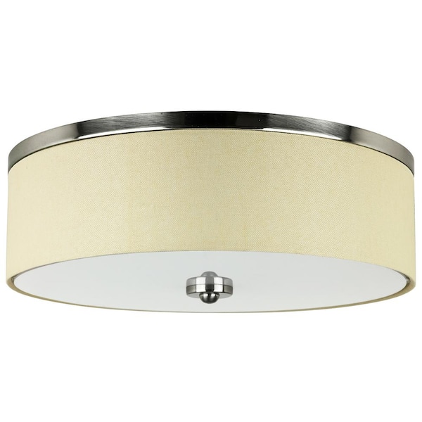 Sunlite Drum 150-Watt Brushed Nickel & Fabric Integrated LED Ceiling Flush Mount
