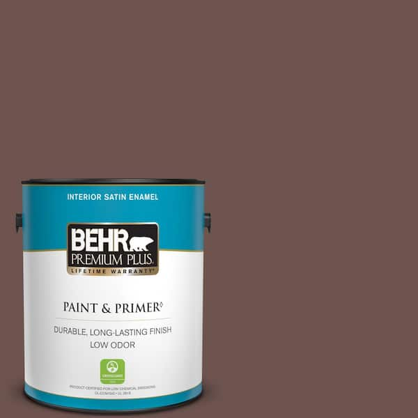 BEHR PREMIUM PLUS 1 gal. #710B-6 Painted Leather Satin Enamel Low Odor Interior Paint & Primer