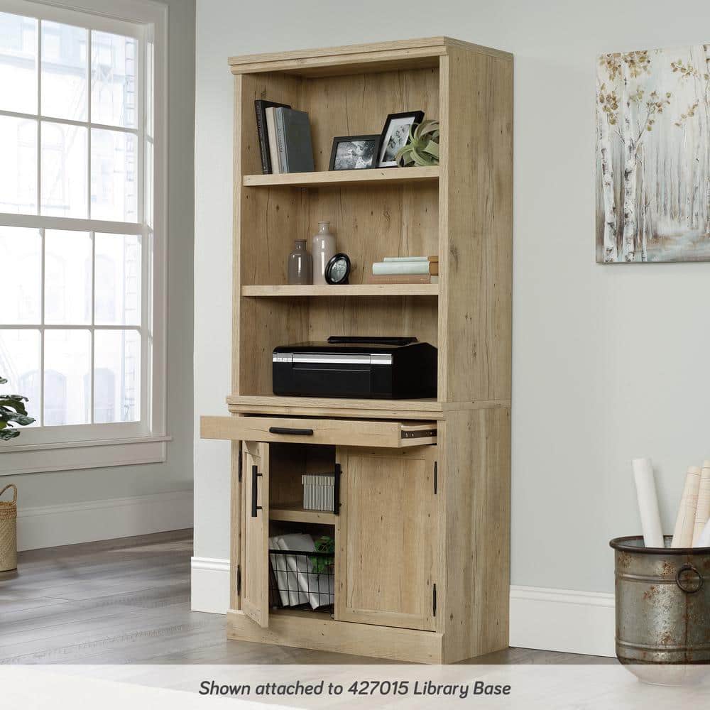 Prime Oak Adjustable 2-Shelf Library Hutch with Doors