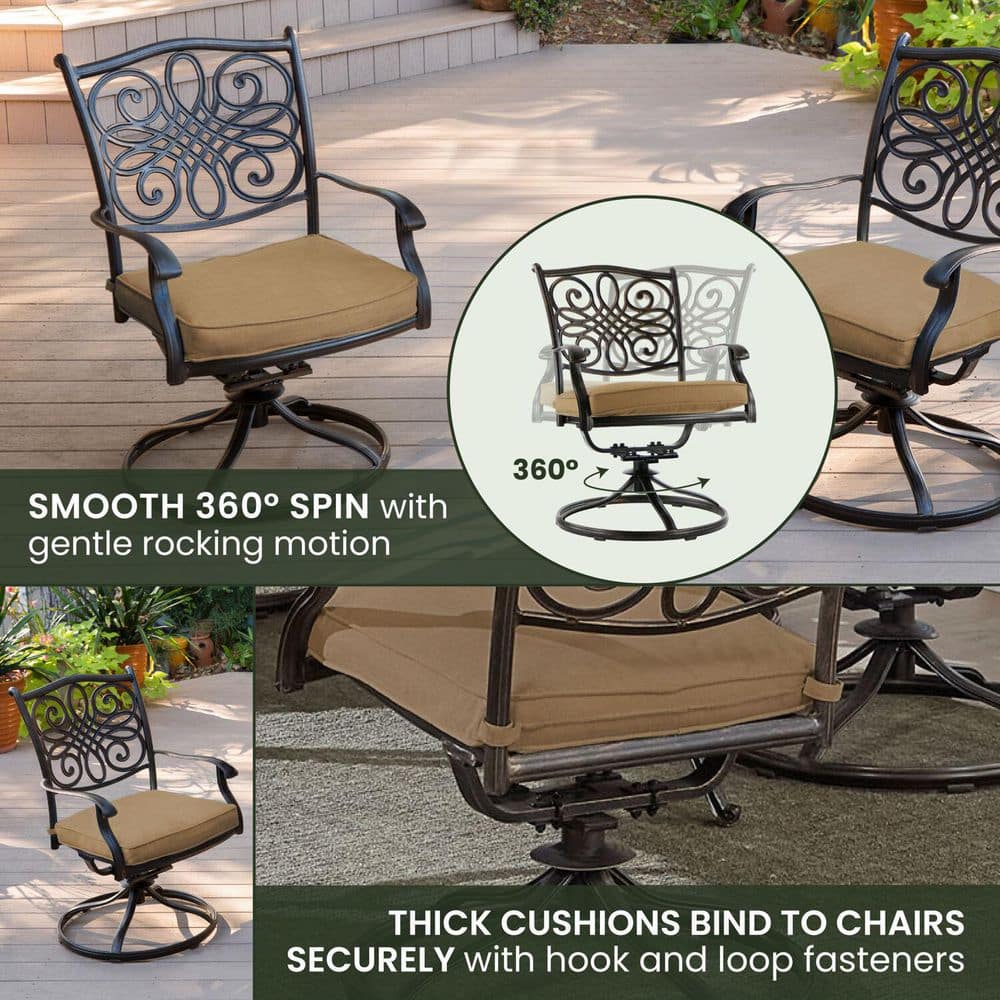 Traditions 5-Piece Tan Aluminum Patio Dining Set with Cushions