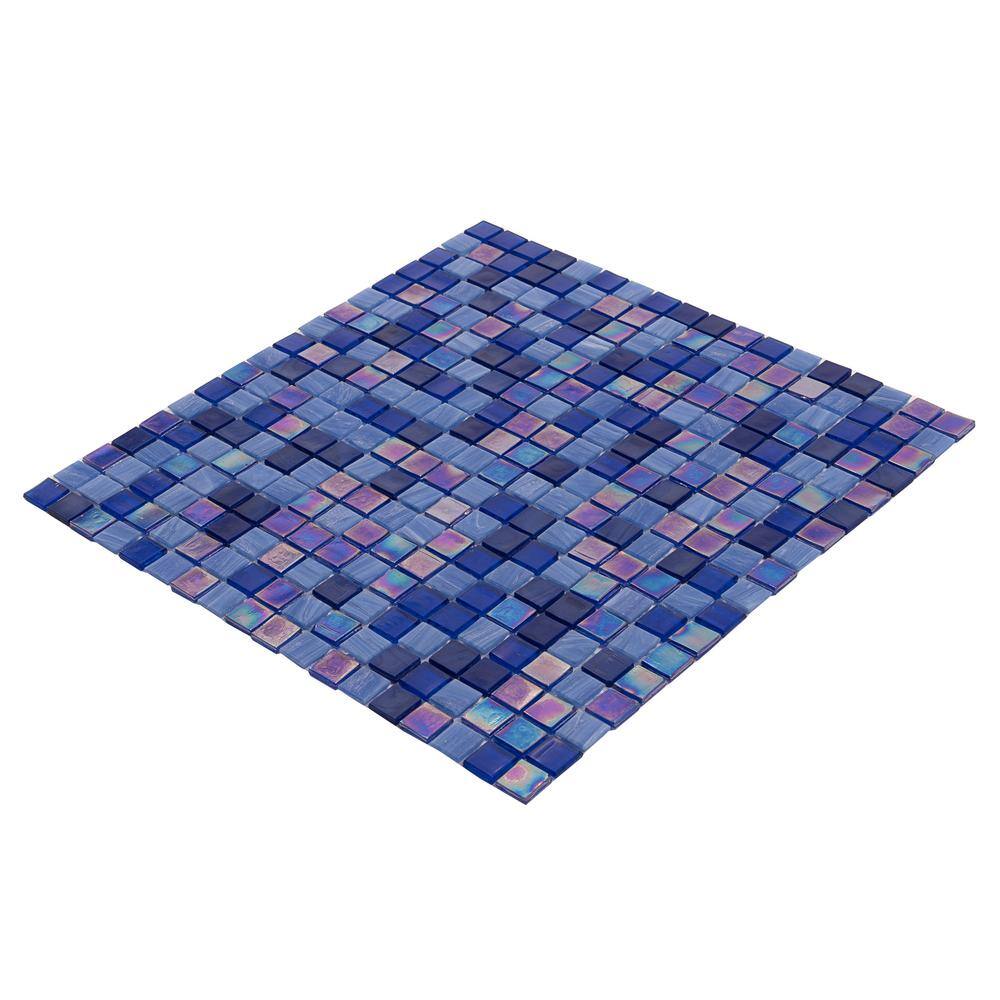 Mingles 11.6" x 11.6" Glossy Blue Glass Mosaic Tile