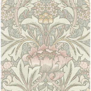 Daydream Grey Acanthus Floral Paper Wet Removable Wallpaper Roll (Covers 56 sq. ft.)