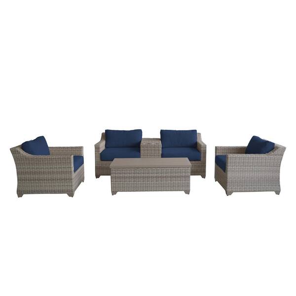 fairmont 6pc patio seating set with cushions navy tk classics