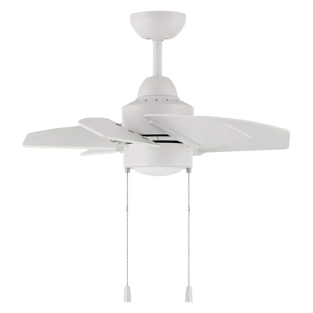 24-Inch White Brushed Nickel Modern Ceiling Fan with LED Light