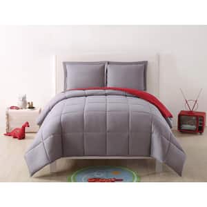 Anytime 3-Piece Grey and Red Queen Comforter Set