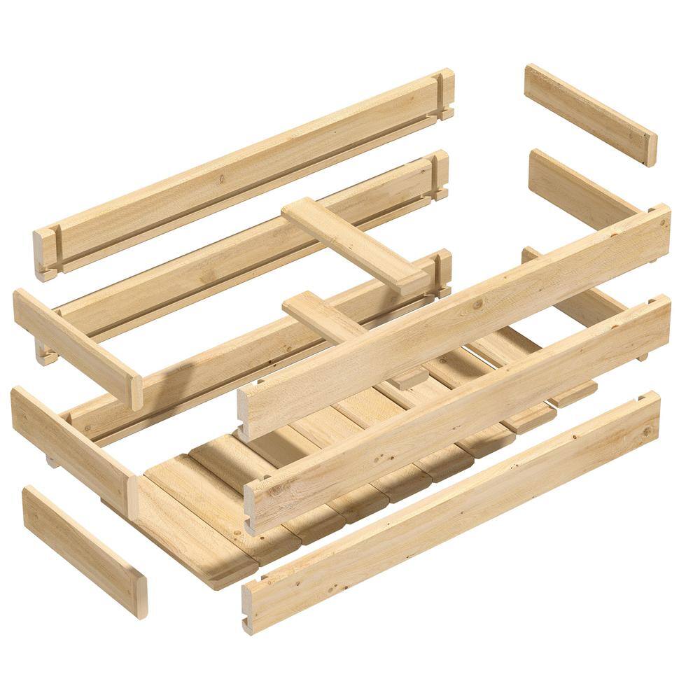 Extra Large Off-White Cedar Wood Outdoor Planter Box