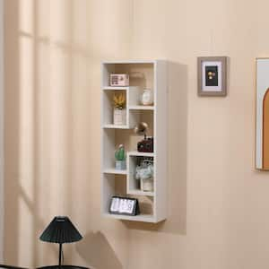 36.2 in. D x 5.7 in. W x 14.2 in. L White Wood Open Bookcase Moulding with 5-Cubes