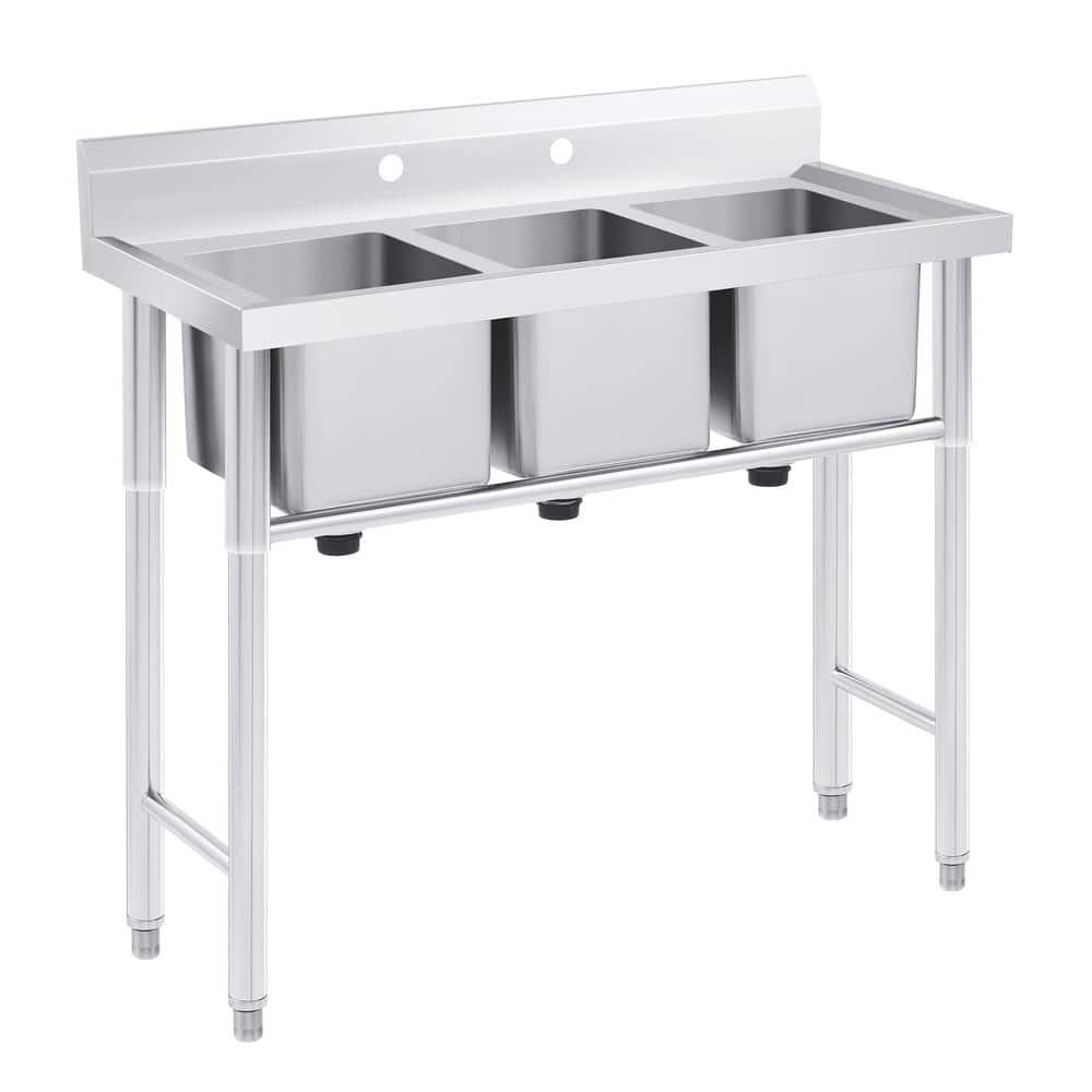 Wilprep 39 In Freestanding Stainless Steel 3 Compartment Commercial Stainless Steel Wilprep Commercial Kitchen Sinks Sks 39sc 08 Bnhd 1 64 1000