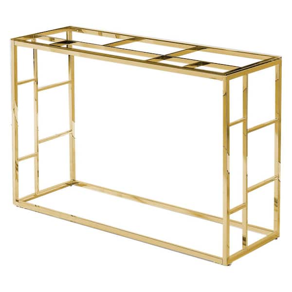 Best Master Furniture Mason 48 in. Gold Rectangle Glass Console Table