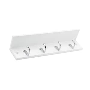 14 in. (356 mm) White and Chrome Utility Hook Rack with Shelf