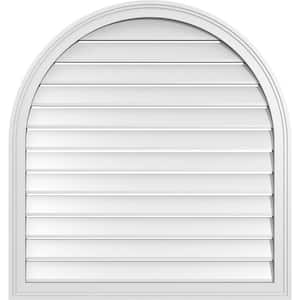 34 in. x 36 in. Round Top White PVC Paintable Gable Louver Vent Functional