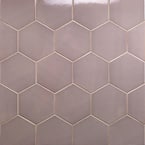 Bethlehem Hexagon Gray 5.9 in. x 0.31 in. x 8mm Polished Ceramic Tile Sample
