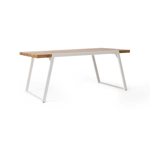 Unbranded Teak Acacia Wood Outdoor Dining Table with Wooden Slat Panel Tabletop