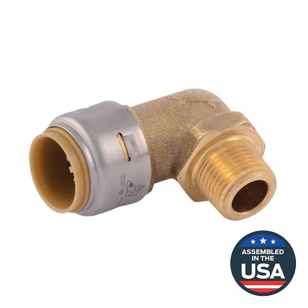 SharkBite Max 1/2 in. Push-to-Connect x 3/8 in. MIP Brass 90-Degree Elbow Dishwasher Fitting