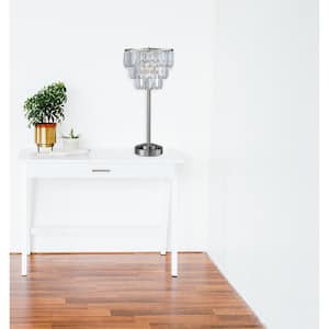 27.5 in. H Chrome Modern Crystal Shade Table Lamp, E27, Bulb not included