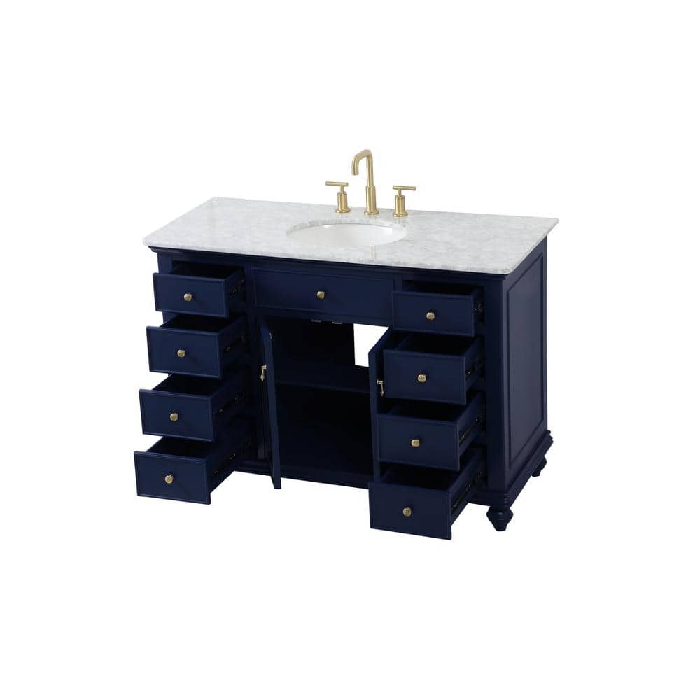 48-Inch Blue and White Marble Single Bathroom Vanity