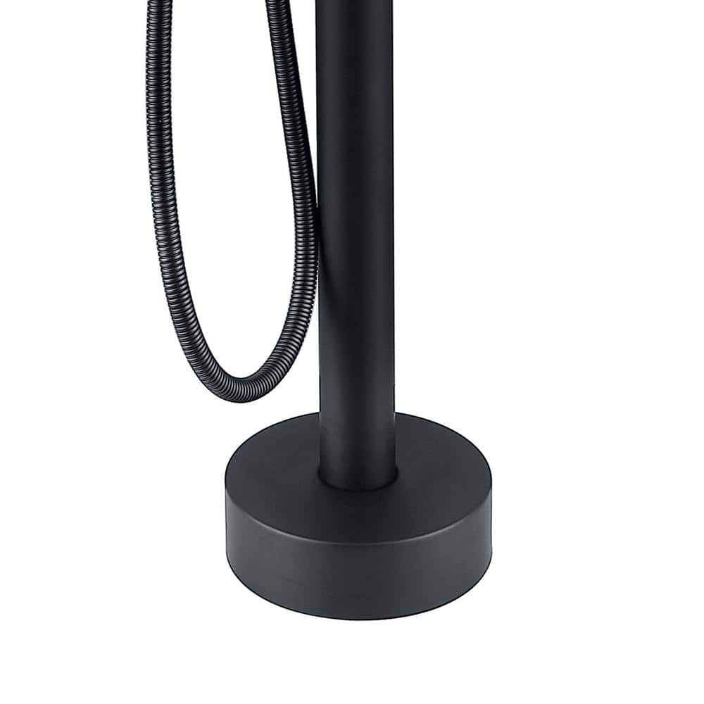 Matte Black Stainless Steel Freestanding Bathtub Faucet with Hand Shower