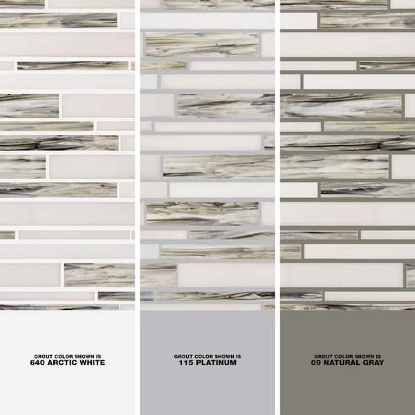 Jeffrey Court Coastal Skies Grey 14 in. x 11.75 in. x 8 mm Interlocking Glossy Glass Mosaic Tile