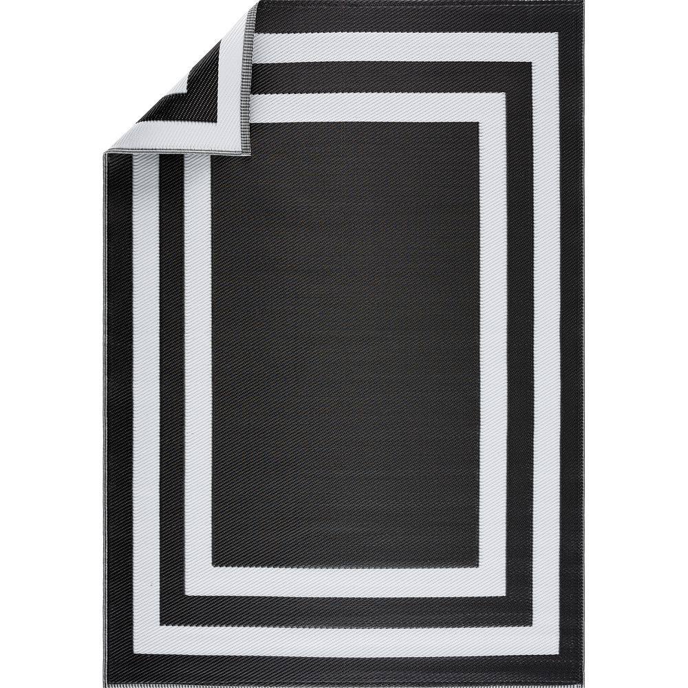 Paris Black White 4 ft. x 6 ft. Reversible Recycled Plastic Indoor/Outdoor Area Rug-Floor Mat price history on PriceWatchPro