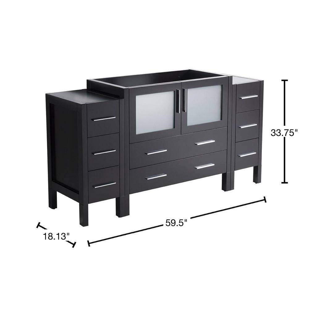 Espresso Engineered Wood 60" Freestanding Modern Vanity Base