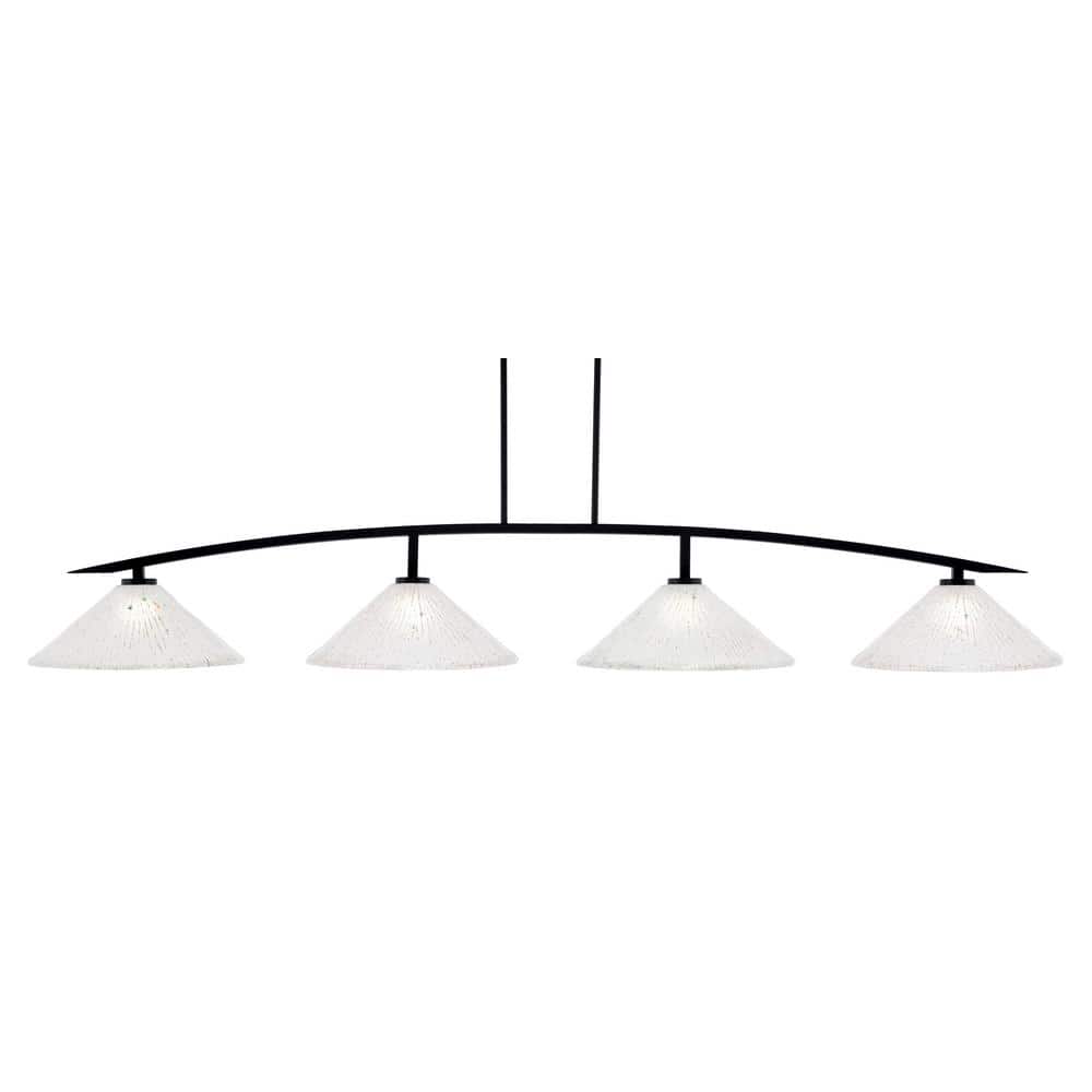 Siena 4-Light Matte Black Billiard Light with 16 in. Frosted Crystal Glass 