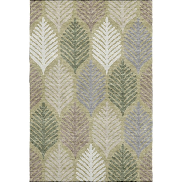 Mayfield Premium Machine Washable Abstract AMF2515 Aloe 10 ft. x 14 ft. Area Rug