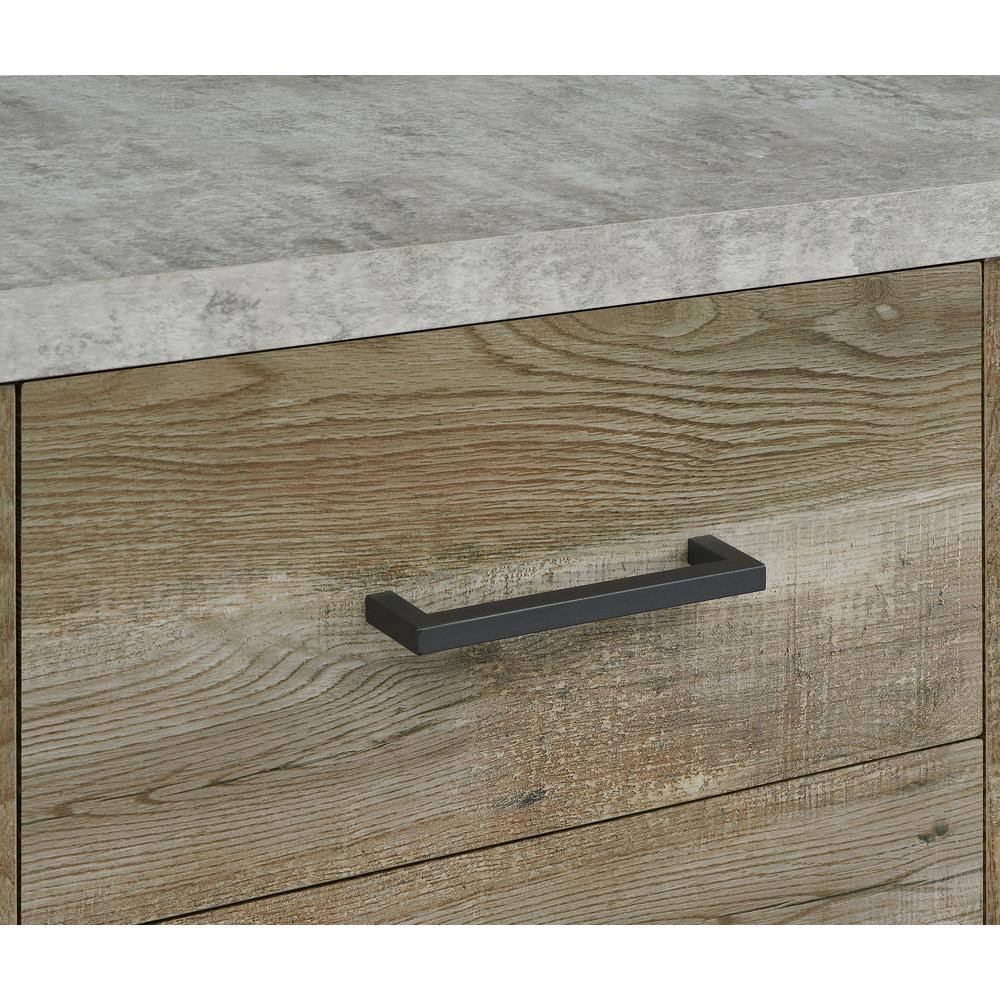 Gray and Weathered Oak 3-Drawer Accent Cabinet with Adjustable Shelving