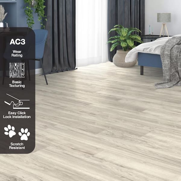 TrafficMaster Lakeshore Pecan Stone 7 mm T x 7.6 in. W Laminate